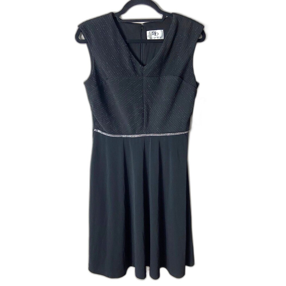 SD Collection Studio I Black‎ Silver Metallic Rhinestone Cocktail Dress 4 NEW